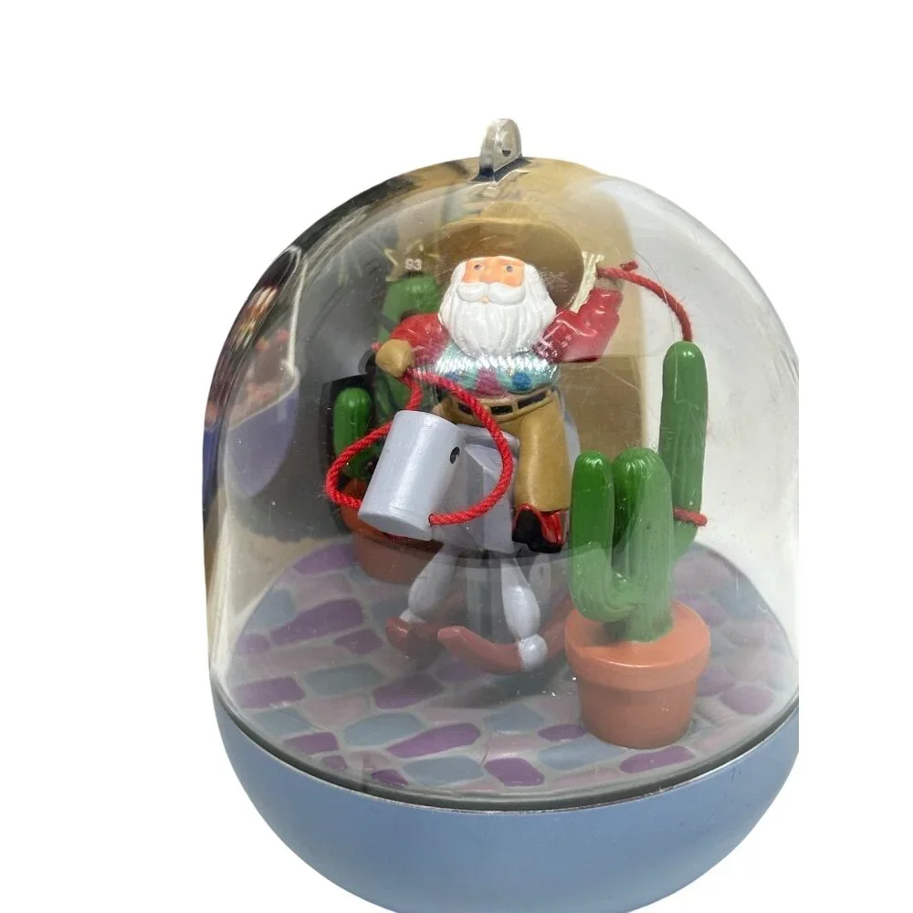 VTG 90s Hallmark Magic Ornament Home On The Range Santa Cowboy Boxed Collectible